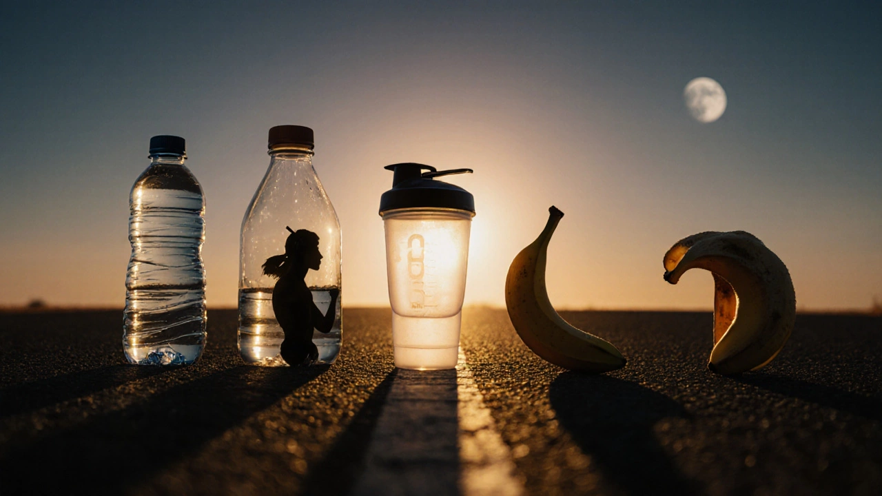 График дня: вода, протеин, креатин и банан в разное время суток.