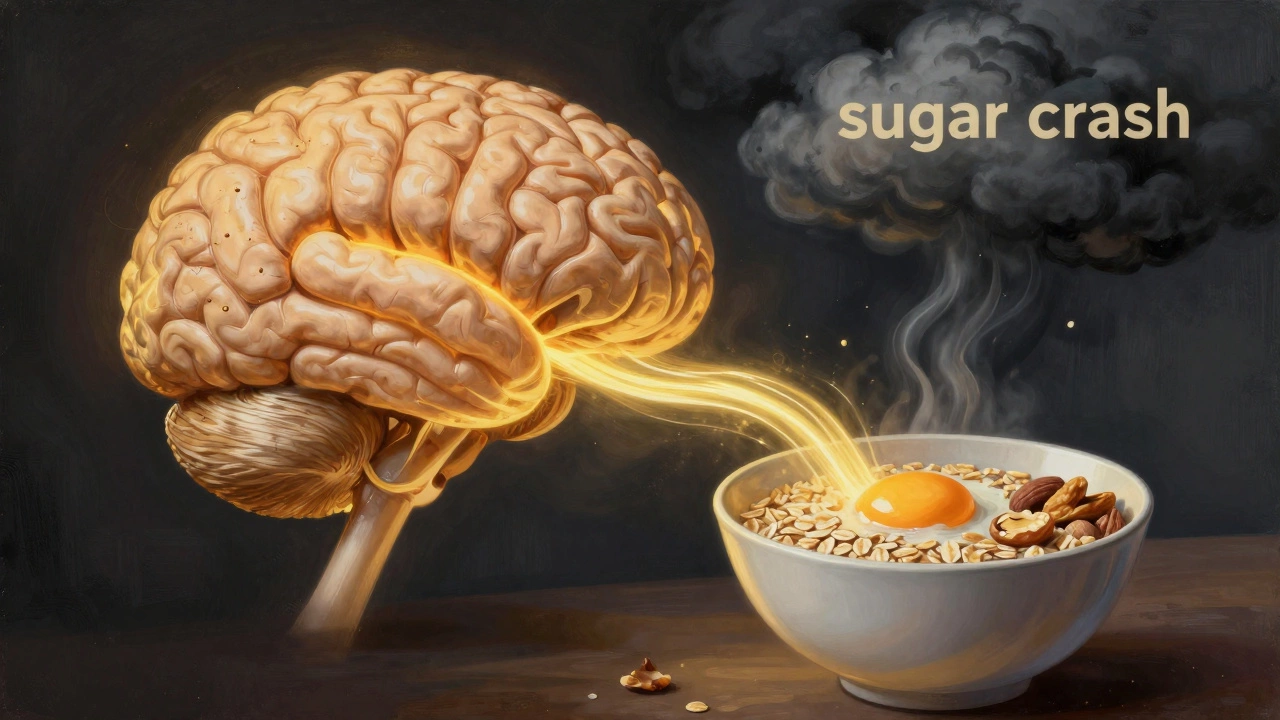 Мозг, питающийся от здорового завтрака, в то время как тучи 'сахарного провала' рассеиваются