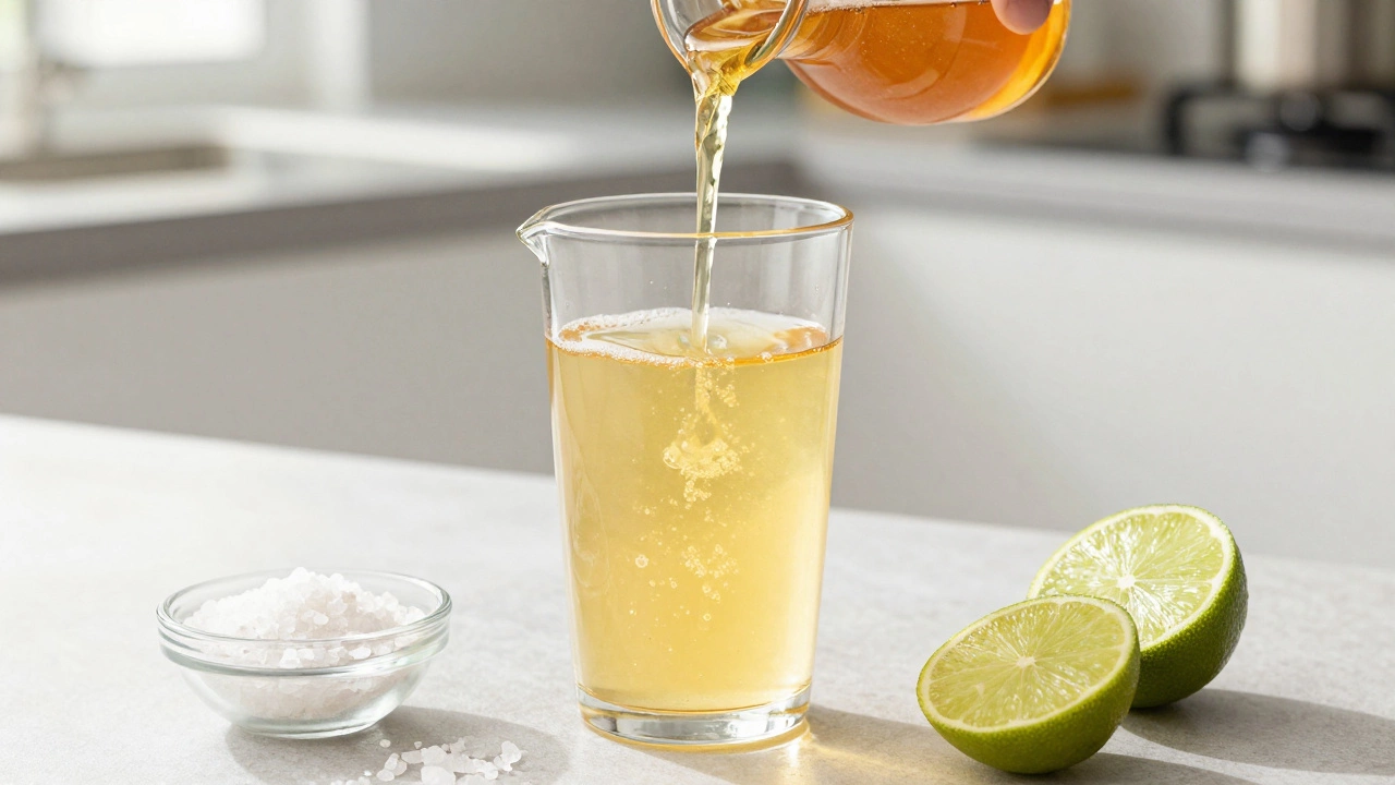 Домашний изотоник из воды, меда и соли в стеклянном графине