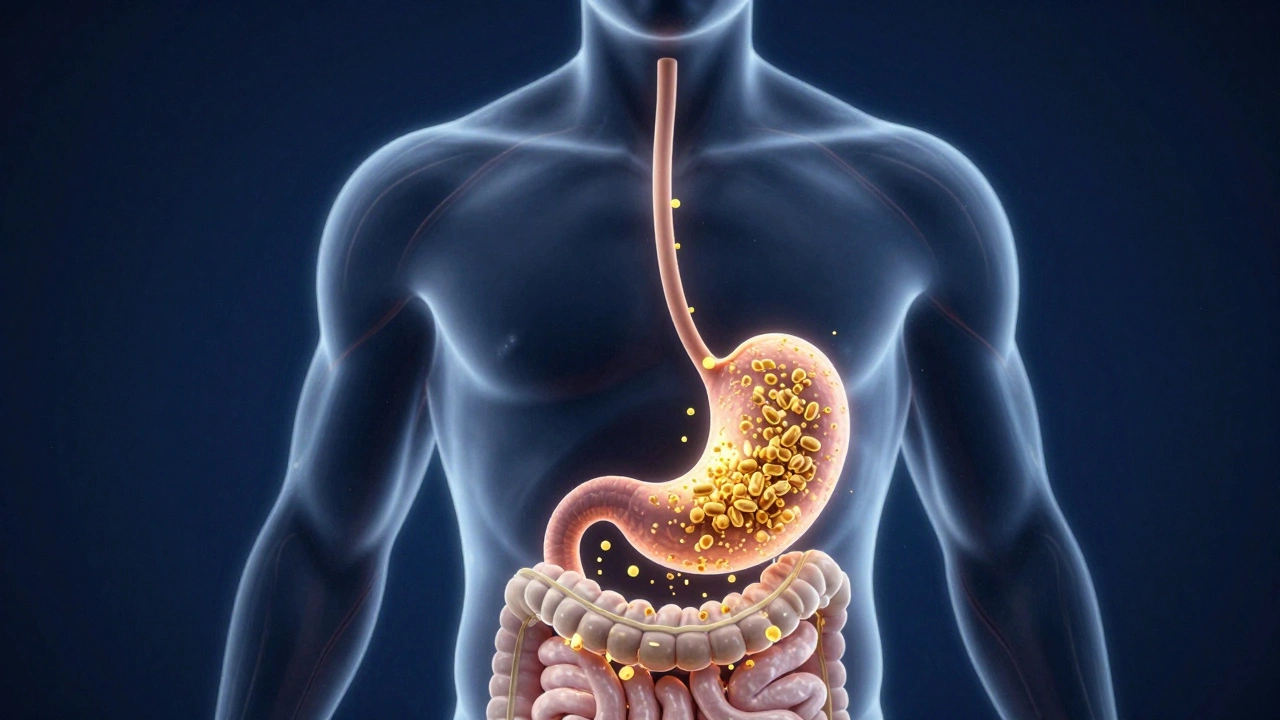 Схематичное изображение усвоения аминокислот из протеина в организме человека