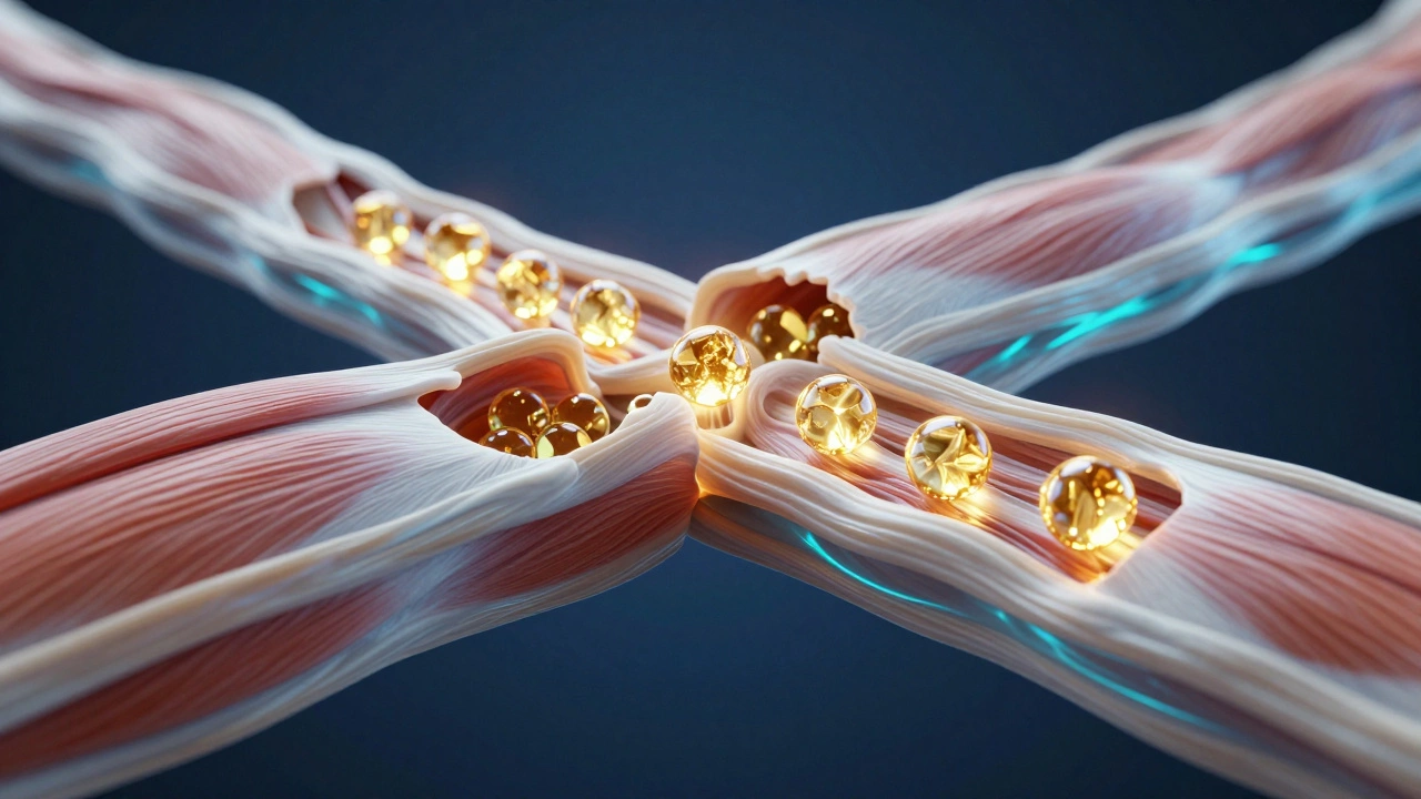 Схематичное изображение восстановления мышечных волокон с помощью аминокислот